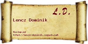Lencz Dominik névjegykártya